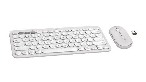Logitech Pebble 2 Combo keyboard Mouse included Universal RF Wireless + Bluetooth QWERTY English White