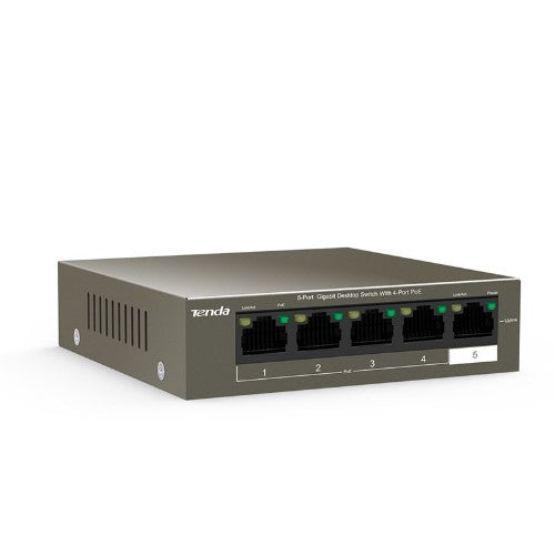 Tenda TEG1105P-4-63W network switch Unmanaged L2 Gigabit Ethernet (10/100/1000) Power over Ethernet (PoE) Black