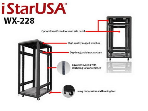 iStarUSA WX-228 rack cabinet 22U Freestanding rack Black
