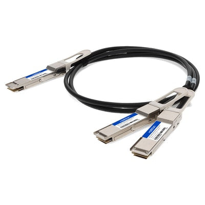 AddOn Networks QDD-200G-2QSFP28-PDAC2-5M-AO InfiniBand/fibre optic cable 98.4" (2.5 m) QSFP-DD 4xQSFP28 Black, Silver