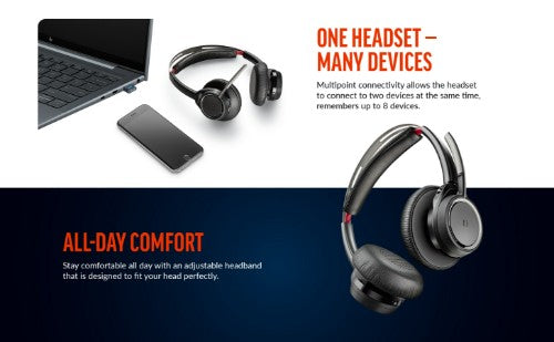 Poly Voyager Focus B825 UC +USB-A to Micro USB Cable +BT700 dongle