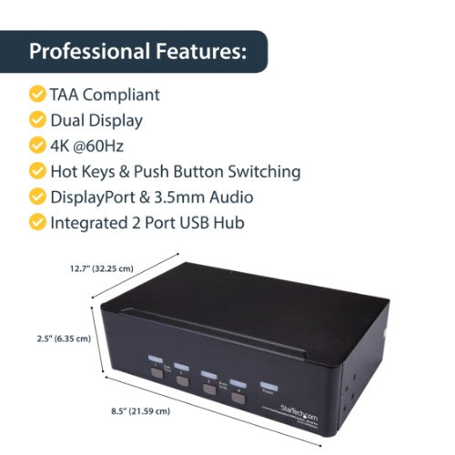 StarTech.com SV431DPDDUA2 KVM switch Rack mounting Black