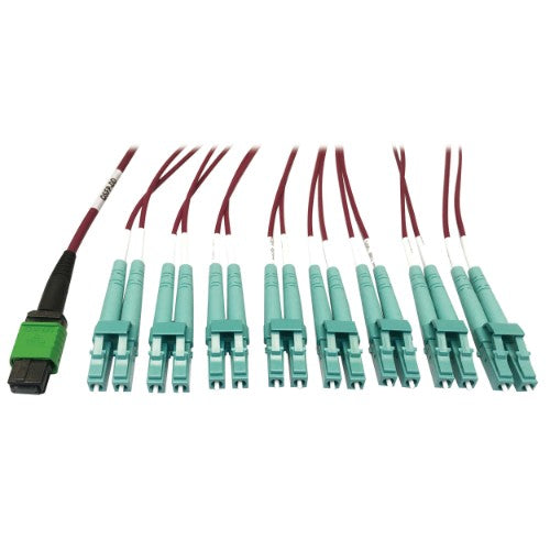 Eaton N846D-01M-16EMG InfiniBand/fibre optic cable 39.4" (1 m) MPO/MTP 4x LC OFNP Aqua color