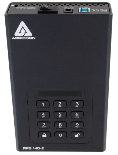 Apricorn Aegis Padlock DT FIPS external hard drive 16 TB USB Type-B 3.2 Gen 1 (3.1 Gen 1) Black