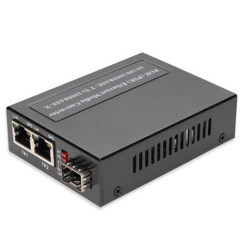 AddOn Networks ADD-GMC-2RJSFP-POE+ network media converter 1000 Mbit/s Multi-mode, Single-mode Black