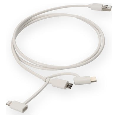 AddOn Networks USB2LGTCM1MW USB cable USB 2.0 39.4" (1 m) USB A USB C/Micro-USB B/Lightning White