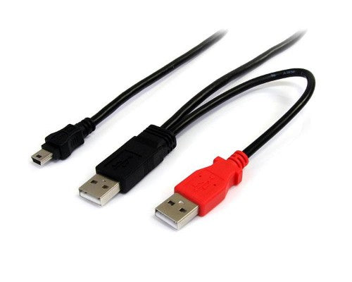 StarTech.com USB2HABMY6 USB cable USB 2.0 70.9" (1.8 m) Mini-USB B 2 x USB A 0.48 Gbit/s Black, Red