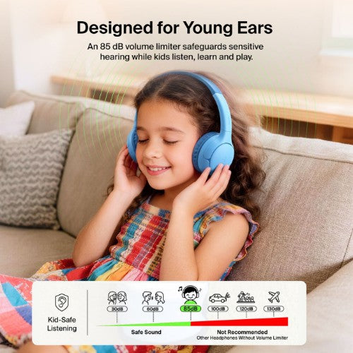 Belkin SoundForm Mini 2 Headphones Wired & Wireless Head-band Calls/Music USB Type-C Bluetooth Blue