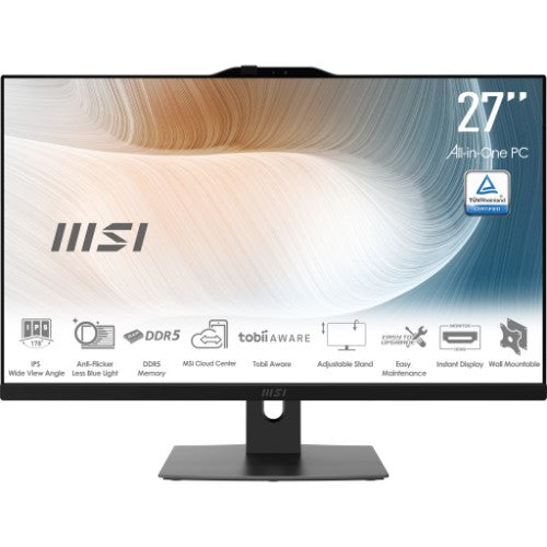 MSI Modern AM272P 1M-822US Intel Core 5 120U 27" 1920 x 1080 pixels All-in-One PC 16 GB DDR5-SDRAM 1 TB SSD Windows 11 Home Wi-Fi 6E (802.11ax) Black