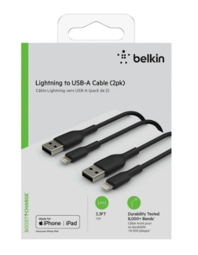 Belkin CAA001BT1MBK2PK lightning cable 39.4" (1 m) Black