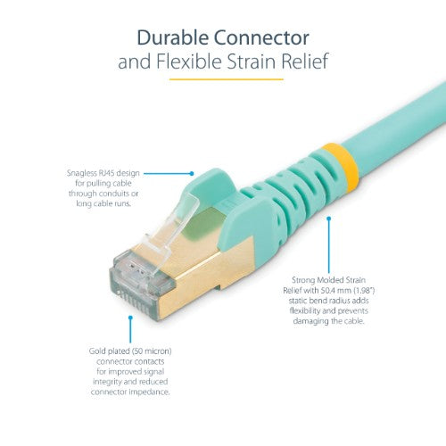 StarTech.com C6ASPAT30AQ networking cable Turquoise 358.3" (9.1 m) Cat6a