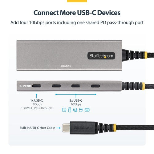 StarTech.com 309B-USBC-HUB interface hub USB 3.2 Gen 2 (3.1 Gen 2) Type-C 10000 Mbit/s Gray