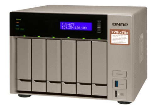 QNAP TVS-673e NAS Tower AMD Embedded R-Series SoC RX-421BD 4 GB DDR4 0 TB QNAP Turbo System Gold