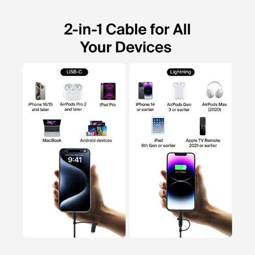 Belkin BoostCharge Pro USB cable USB 2.0 59.1" (1.5 m) USB C USB C/Lightning Black