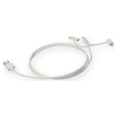 AddOn Networks USB2LGTCM1MW USB cable USB 2.0 39.4" (1 m) USB A USB C/Micro-USB B/Lightning White