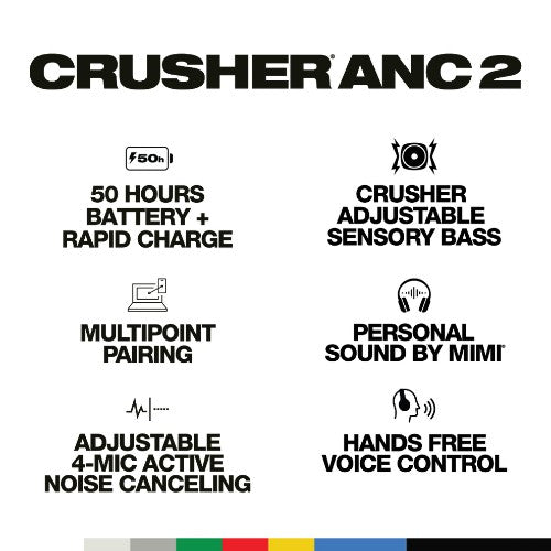 Skullcandy Crusher ANC 2 Headphones Wired & Wireless Head-band Calls/Music USB Type-C Bluetooth Gray