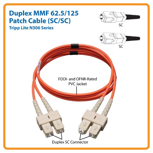 Tripp Lite N306-25M InfiniBand/fibre optic cable 984.3" (25 m) 2x SC OFNR Beige, Orange
