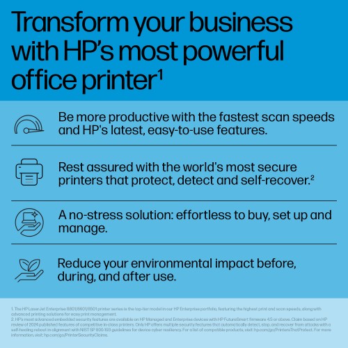 HP Color LaserJet Enterprise Flow LaserJet Enterprise 8601z+ Multifunction Black and white Printer, Only Ethernet; Duplex; Copier, Scanner