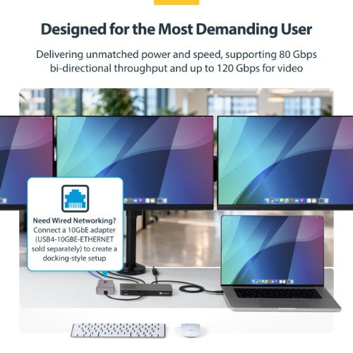 StarTech.com 303NA-TB5-HUB interface hub Thunderbolt 5 80 Mbit/s Gray