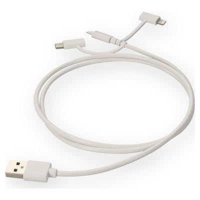 AddOn Networks USB2LGTCM1MW USB cable USB 2.0 39.4" (1 m) USB A USB C/Micro-USB B/Lightning White