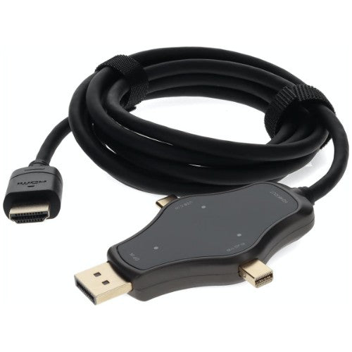 AddOn Networks HDMI4KDPMDPC-AA video cable adapter 70.9" (1.8 m) HDMI Type A (Standard) DisplayPort + Mini DisplayPort + USB Type-C Black