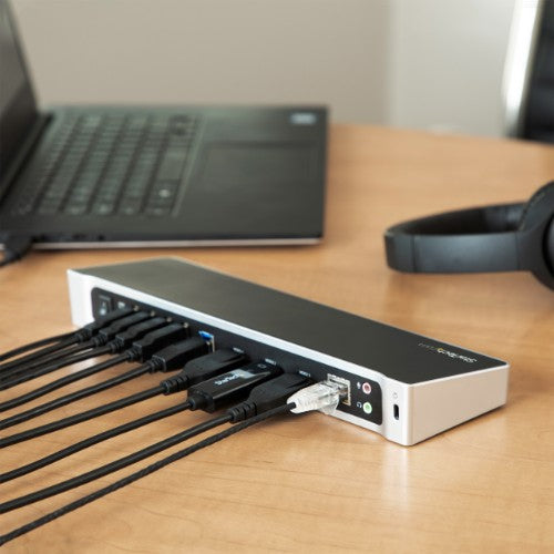 StarTech.com USB3DOCKH2DP laptop dock/port replicator Wired USB 3.2 Gen 1 (3.1 Gen 1) Type-A Black, Silver
