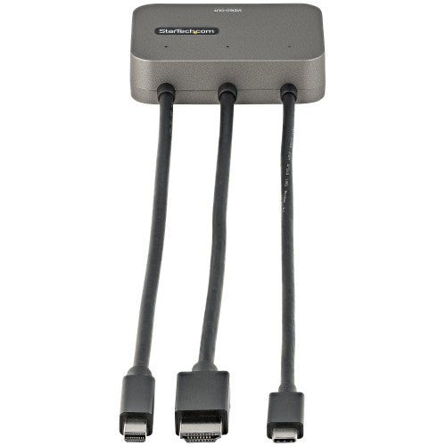 StarTech.com CDPHDMDP2HD video cable adapter 10.6" (0.27 m) HDMI + USB HDMI + Mini DisplayPort + USB Type-C Black, Silver