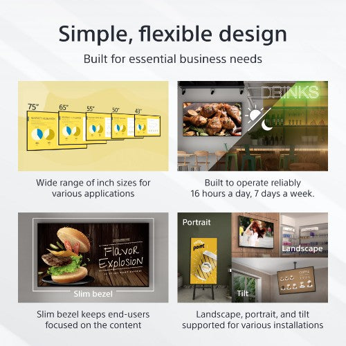 Sony FW-55EZ20L signage display Digital signage flat panel 55" LED Wi-Fi 350 cd/m² 4K Ultra HD Black Android 16/7