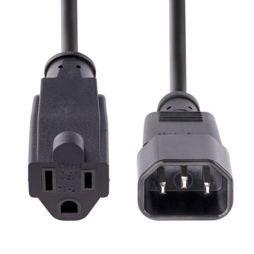 StarTech.com PAC10010PK power cable Black 11.8" (0.3 m) C14 coupler NEMA 5-15R