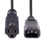 StarTech.com PAC10010PK power cable Black 11.8" (0.3 m) C14 coupler NEMA 5-15R