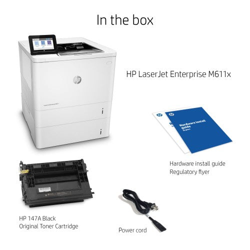 HP LaserJet Enterprise M611x Wireless Black and white Printer, Duplex