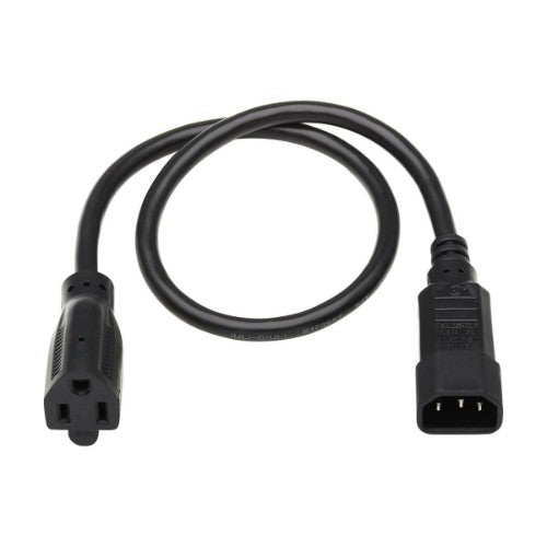 Tripp Lite P002-002 power cable Black 24" (0.61 m) C14 coupler NEMA 5-15R