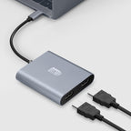 Adesso AUH-5020 video cable adapter 5.91" (0.15 m) USB Type-C 2 x HDMI Aluminum