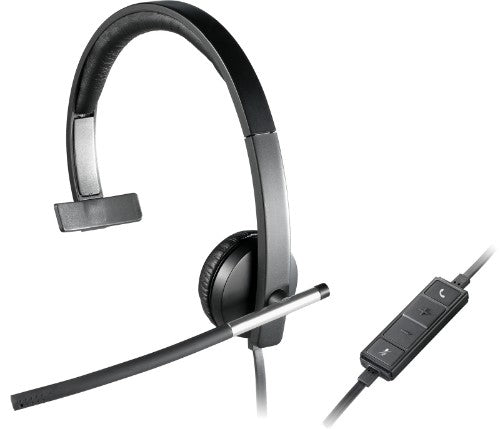 Logitech 981-000513 headphones/headset Wired Head-band Office/Call center USB Type-A Black, Silver
