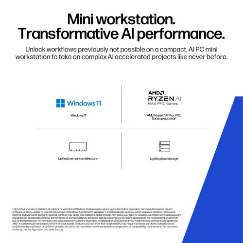 HP Z2 Mini G1a Wolf Pro Security Edition Copilot+ PC AMD Ryzen AI Max+ PRO PRO 395 128 GB LPDDR5x-SDRAM 1 TB SSD Windows 11 Pro Mini PC Workstation Black