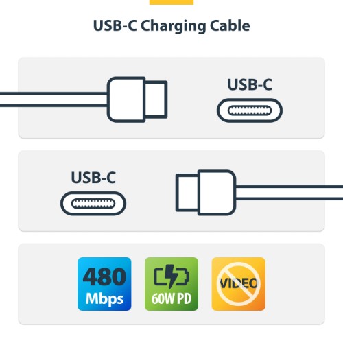 StarTech.com USB2CC6FWHE USB cable USB 2.0 70.9" (1.8 m) USB C 0.48 Gbit/s 60 W White