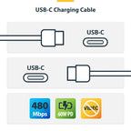 StarTech.com USB2CC6FWHE USB cable USB 2.0 70.9" (1.8 m) USB C 0.48 Gbit/s 60 W White