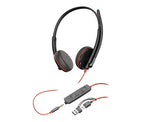 HP Poly Blackwire 3225 Stereo Headset +USB-C/A Adapter TAA