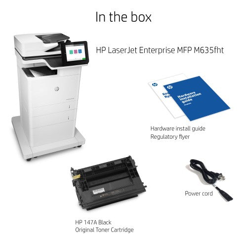 HP LaserJet Enterprise M635fht Multifunction Black and white Printer, Ethernet Only; Copier, Scanner