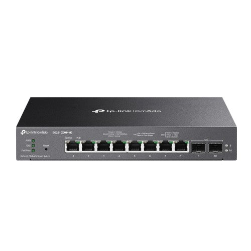 TP-Link Omada SG2210XMP-M2 network switch Managed L2/L2+ 2.5G Ethernet (100/1000/2500) Power over Ethernet (PoE) Desktop/Wall-Mounting Black