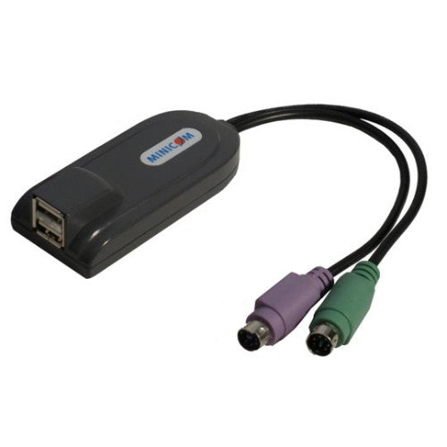 Minicom Advanced Systems PS/2 to USB PS/2 cable 2x 6-p Mini-DIN USB A Black