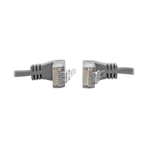 Tripp Lite Right-Angle Cat6 UTP Patch Cable (RJ45) - M/M, Gigabit, Snagless, Molded, Slim, Grey, 0.31 m