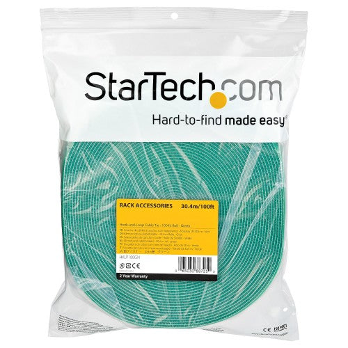 StarTech.com HKLP100GN cable tie Hook & loop cable tie Nylon Green 1 pc(s)