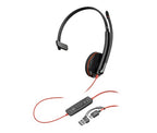 HP Poly Blackwire 3210 Monaural USB-C Black Headset +USB-C/A Adapter (Bulk)