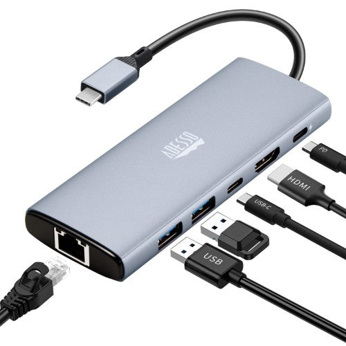 Adesso AUH-4035 laptop dock/port replicator Wired USB 3.2 Gen 2 (3.1 Gen 2) Type-C Aluminum