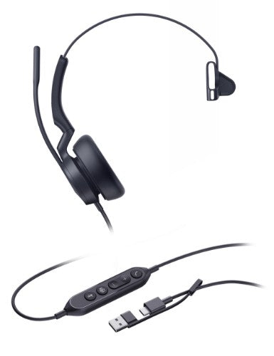 Yealink UH46 Mono Teams USB-C/A Headset Wired Head-band Office/Call center USB Type-C / USB Type-A Black