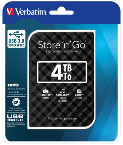 Verbatim Store 'n' Go external hard drive 4 TB Black