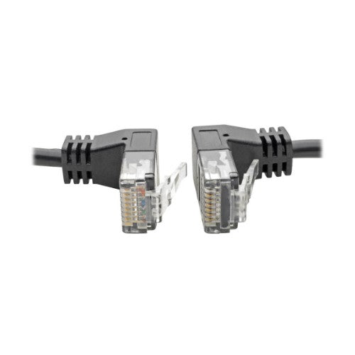 Tripp Lite Right-Angle Cat6 UTP Patch Cable (RJ45) - M/M, Gigabit, Snagless, Molded, Slim, Black, 0.61 m