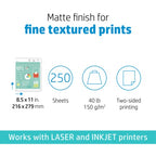 HP HeavyWeight Project Paper Matte 40 lb 8.5 x 11 in. (216 x 279 mm) 250 sheets