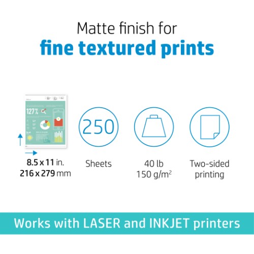 HP HeavyWeight Project Paper Matte 40 lb 8.5 x 11 in. (216 x 279 mm) 250 sheets